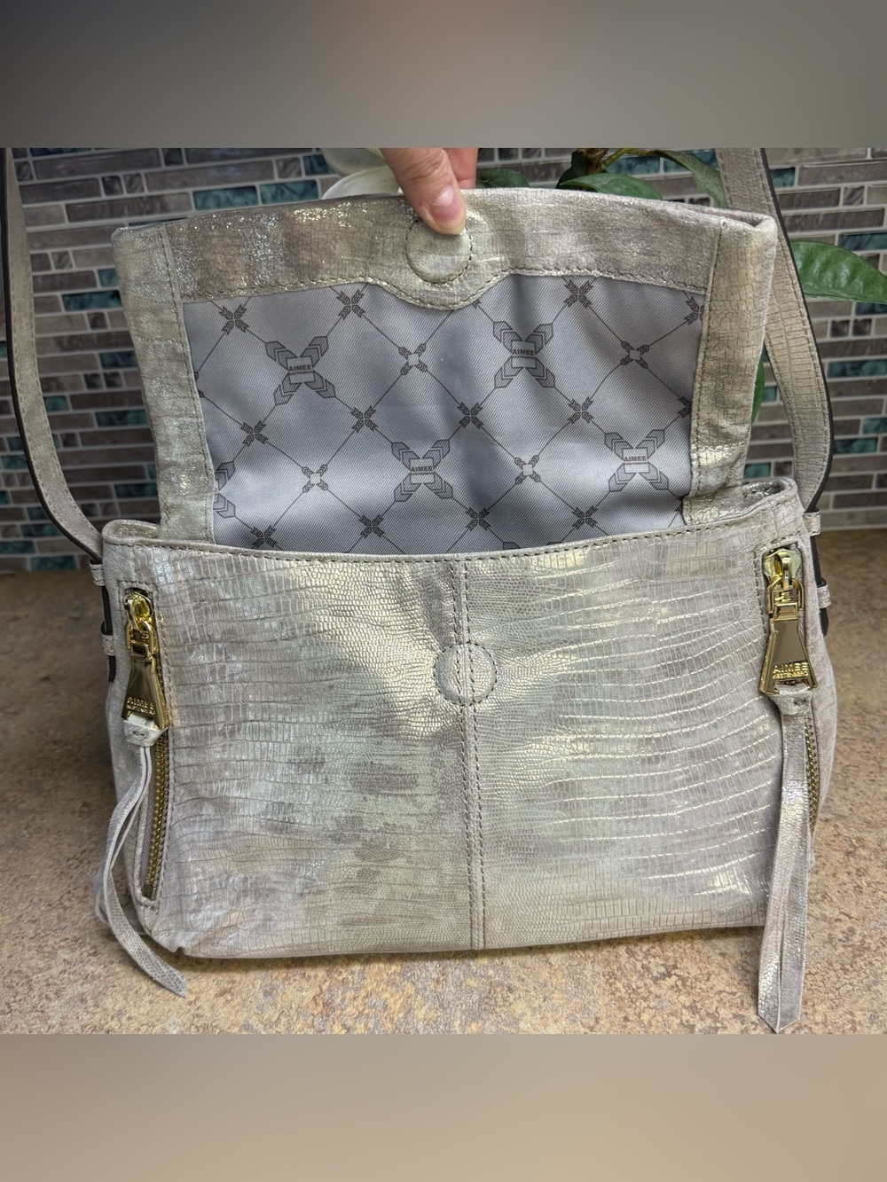 Aimee Kestenberg Bali Metallic Sunrise silver crossbody - Picture 8 of 10